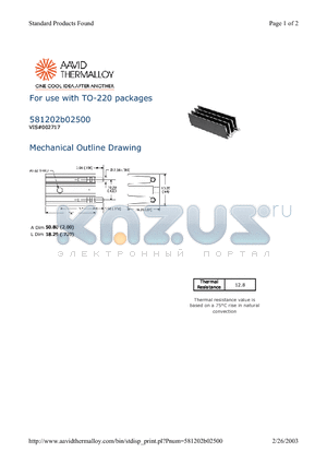 581202B02500 datasheet - For use with TO-220 packages