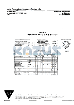 2N4012 datasheet - HIGH-POWER SILICON N-P-N TRANSISTOR