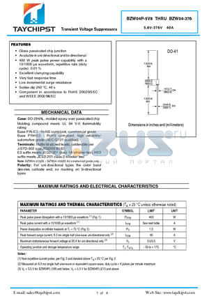 BZW04-26 datasheet - Transient Voltage Suppressors