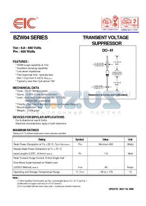 BZW04-28 datasheet - TRANSIENT VOLTAGE SUPPRESSOR