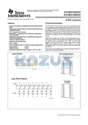 CY74FCT2573CTSOC datasheet - 8-Bit Latches