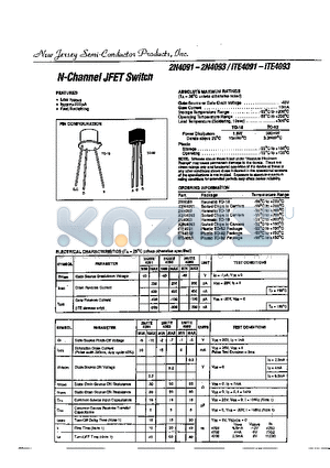 2N4091 datasheet - N-CHANNEL JFET SWITCH