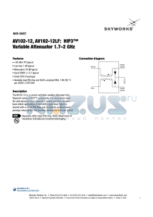 AV102-12 datasheet - HIP3 Variable Attenuator 1.7-2 GHz