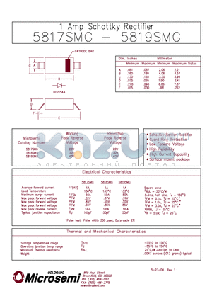 5817SMG datasheet - 1 Amp Schottky Rectifier