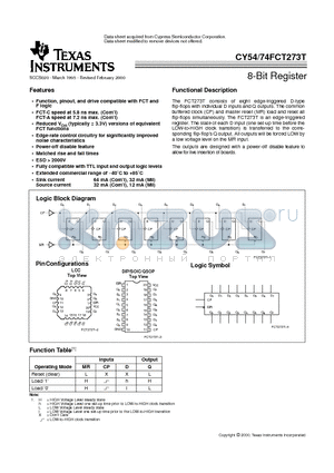 CY74FCT273TQCT datasheet - 8-Bit Register