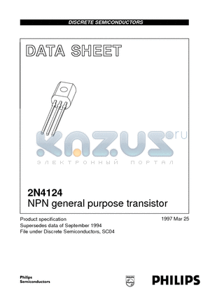 2N4124 datasheet - NPN general purpose transistor