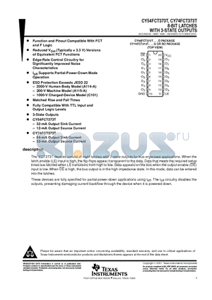 CY74FCT373T datasheet - 8-BIT LATCHES WITH 3-STATE OUTPUTS