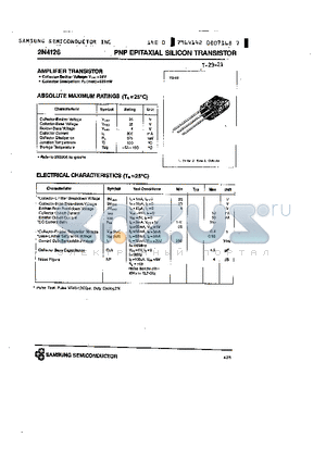 2N4126 datasheet - PNP EPITAXIAL SILICON TRANSISTOR