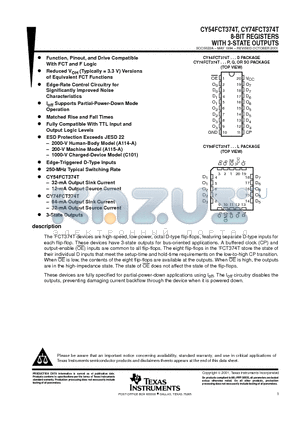 CY74FCT374CTSOCT datasheet - 8-BIT REGISTERS WITH 3-STATE OUTPUTS