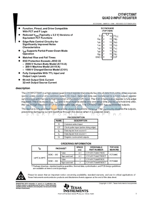 CY74FCT399 datasheet - Quad 2-Input Register