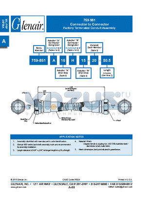 759-861D24A datasheet - Connector to Connector