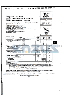 2N4200 datasheet - SILICON CONTROLLED RECTIFIERS