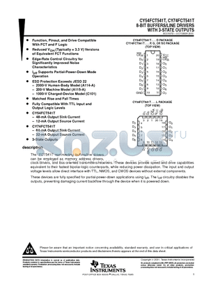 CY74FCT541ATQCT datasheet - 8-BIT BUFFERS/LINE DRIVERS WITH 3-STATE OUTPUTS