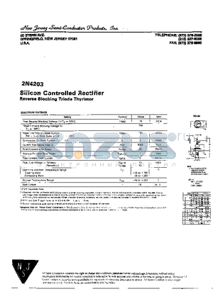 2N4203 datasheet - SILICON CONTROLLED RECTIFIER