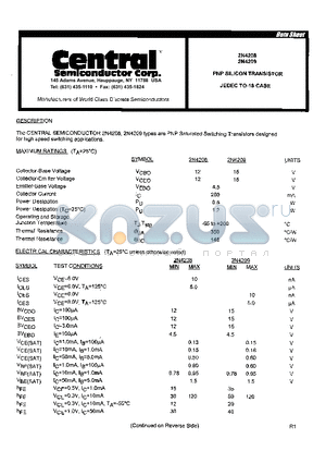 2N4209 datasheet - PNP SILICON TRANSISTOR