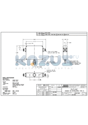 AV262D-40N datasheet - OUTLINE, AV262X-40 ATTENUATOR, TYPE-N