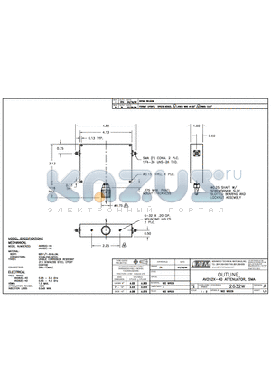 AV262X-40 datasheet - OUTLINE, AV262X-40 ATTENUATOR, SMA