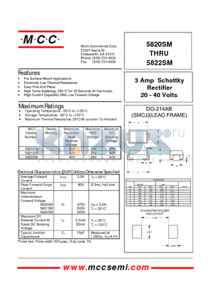 5821SM datasheet - 3 Amp Schottky Rectifier 20 - 40 Volts