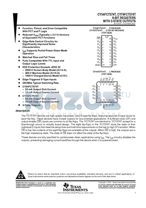 CY74FCT574ATSOCE4 datasheet - 8-BIT REGISTERS WITH 3-STATE OUTPUTS