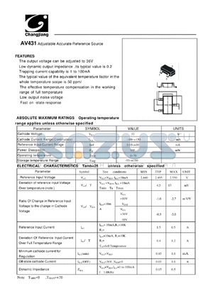 AV431 datasheet - Adjustable Accurate Reference Source