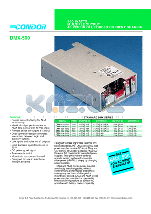 DMX-500 datasheet - 500 WATTS MULTIPLE OUTPUT 48 VDC INPUT, FORCED CURRENT SHARING
