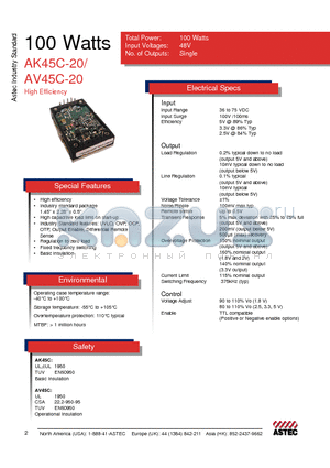 AV45C-048L-015F20HAN-68 datasheet - 100 Watts