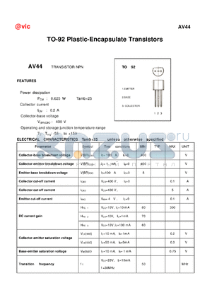AV44 datasheet - TO-92 Plastic-Encapsulate Transistors