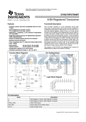 CY74FCT646ATSOCT datasheet - 8-Bit Registered Transceiver