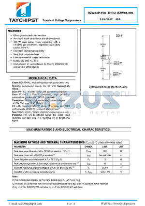 BZW04-7V0 datasheet - Transient Voltage Suppressors