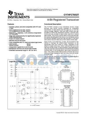 CY74FCT652T datasheet - 8-Bit Registered Transceiver