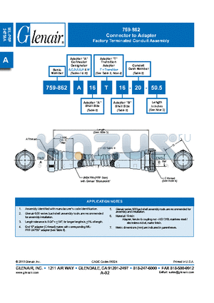 759-862H80 datasheet - Connector to Adapter