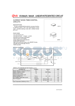 AV3843A datasheet - LINEAR INTEGRATED CIRCUIT