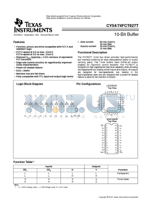 CY74FCT827CTSOC datasheet - 10-Bit Buffer