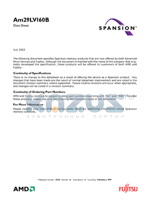 AM29LV160BT70RSI datasheet - 16 Megabit (2 M x 8-Bit/1 M x 16-Bit) CMOS 3.0 Volt-only Boot Sector Flash Memory