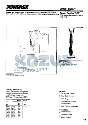 2N4368 datasheet - Phase Control SCR 70 Amoeres Average(110 RMS) 1400 Volts