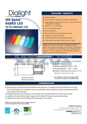 586-1206-205F datasheet - BASED LED T1 3/4 WEDGE (T5)