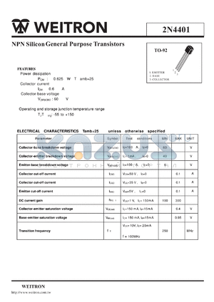 2N4401 datasheet - NPN SiliconGeneral Purpose Transistors