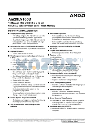 AM29LV160DB-120WCC datasheet - 16 Megabit (2 M x 8-Bit/1 M x 16-Bit) CMOS 3.0 Volt-only Boot Sector Flash Memory