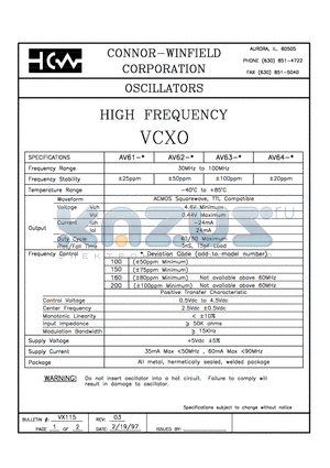 AV61-100 datasheet - HIGH FREQUENCY