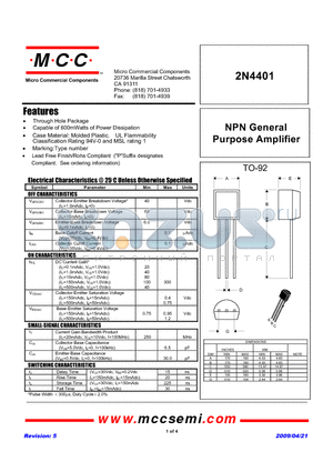 2N4401_09 datasheet - NPN General Purpose Amplifier