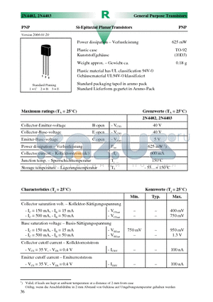 2N4403 datasheet - Si-Epitaxial PlanarTransistors