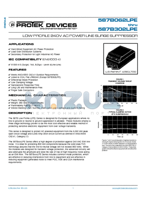 587B062LPE datasheet - LOW PROFILE 240V AC POWER LINE SURGE SUPPRESSOR