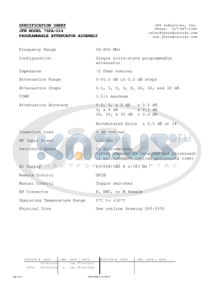 75PA-024 datasheet - PROGRAMMABLE ATTENUATOR ASSEMBLY