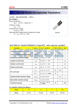 AV882 datasheet - TO-126 Plastic-Encapsulate Transistors