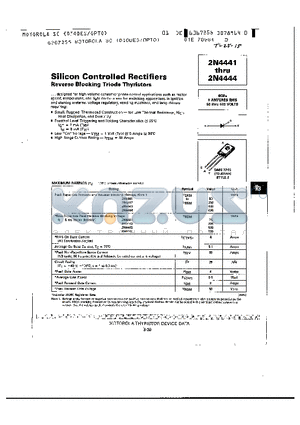 2N4441 datasheet - SILICON CONTROLLED RECTIFIERS