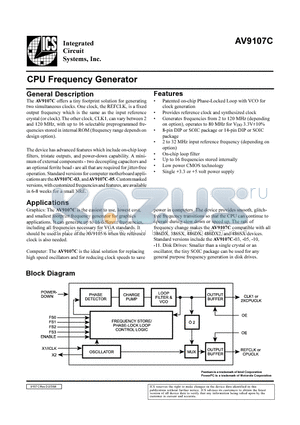 AV9107C datasheet - CPU Frequency Generator