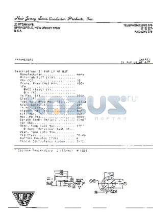 2N4453 datasheet - SI PNP LP HF BJT