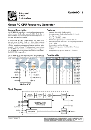 AV9107C-11 datasheet - Green PC CPU Frequency Generator