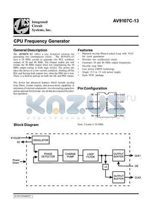 AV9107C-13 datasheet - CPU Frequency Generator