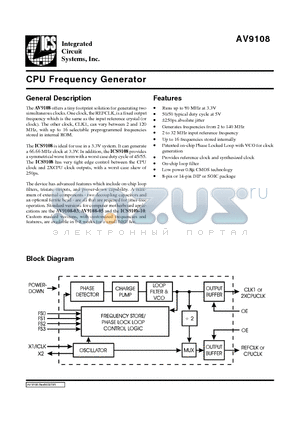 AV9108-03CN14 datasheet - CPU Frequency Generator